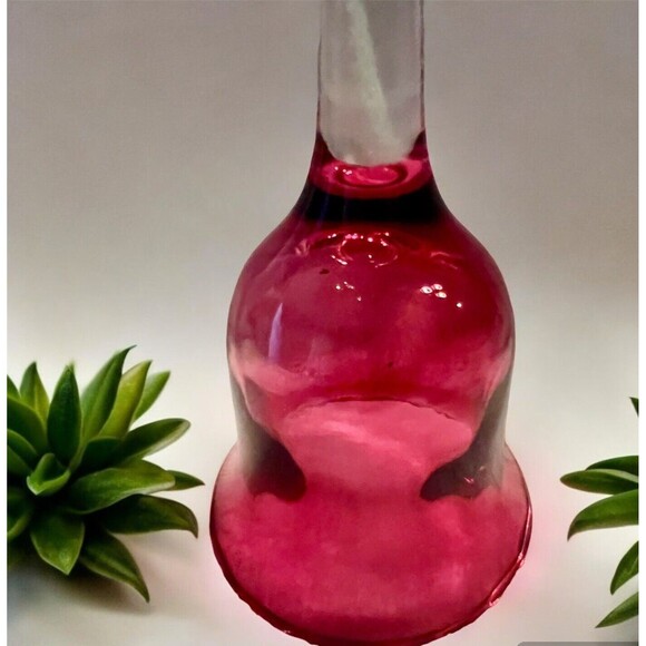 Pilgrim Cranberry Glass Bell, 7.5" – Clear Handle, No Clapper - Picture 2 of 5